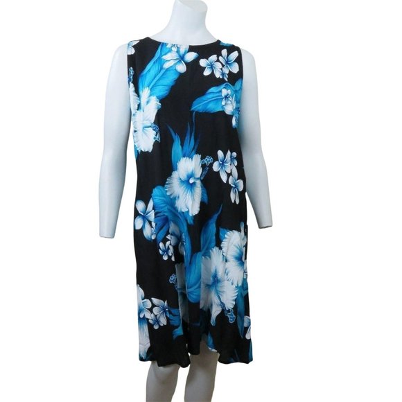 Vintage Unity Trading Hawaii Blue Floral Dress M Sleeveless Muu Muu New Old Stoc - Picture 11 of 12